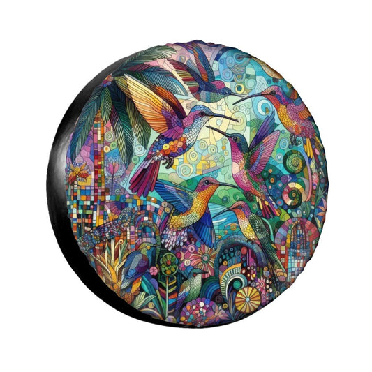 Hummingbird Kaleidoscope - Thickened Spare Tire Cover - Gregg Acini Adoree Designs - Spare Tire Cover