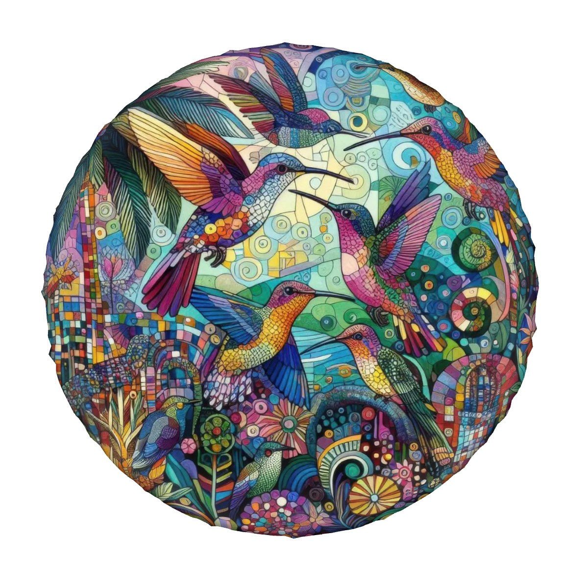 Hummingbird Kaleidoscope - Thickened Spare Tire Cover - Gregg Acini Adoree Designs - Spare Tire Cover