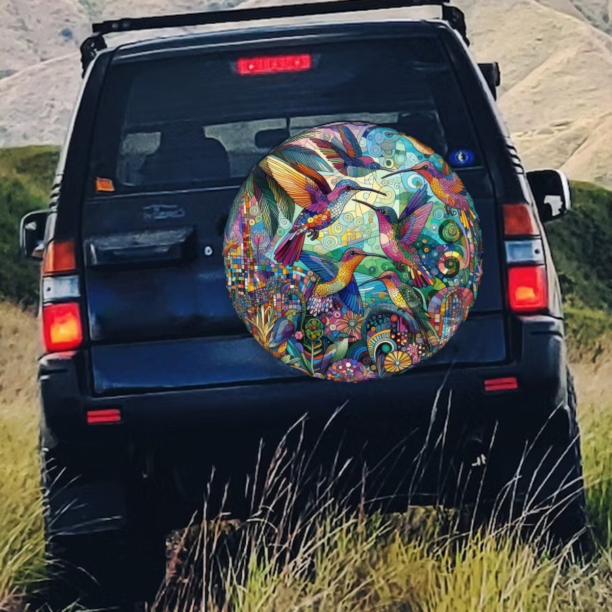Hummingbird Kaleidoscope - Thickened Spare Tire Cover - Gregg Acini Adoree Designs - Spare Tire Cover
