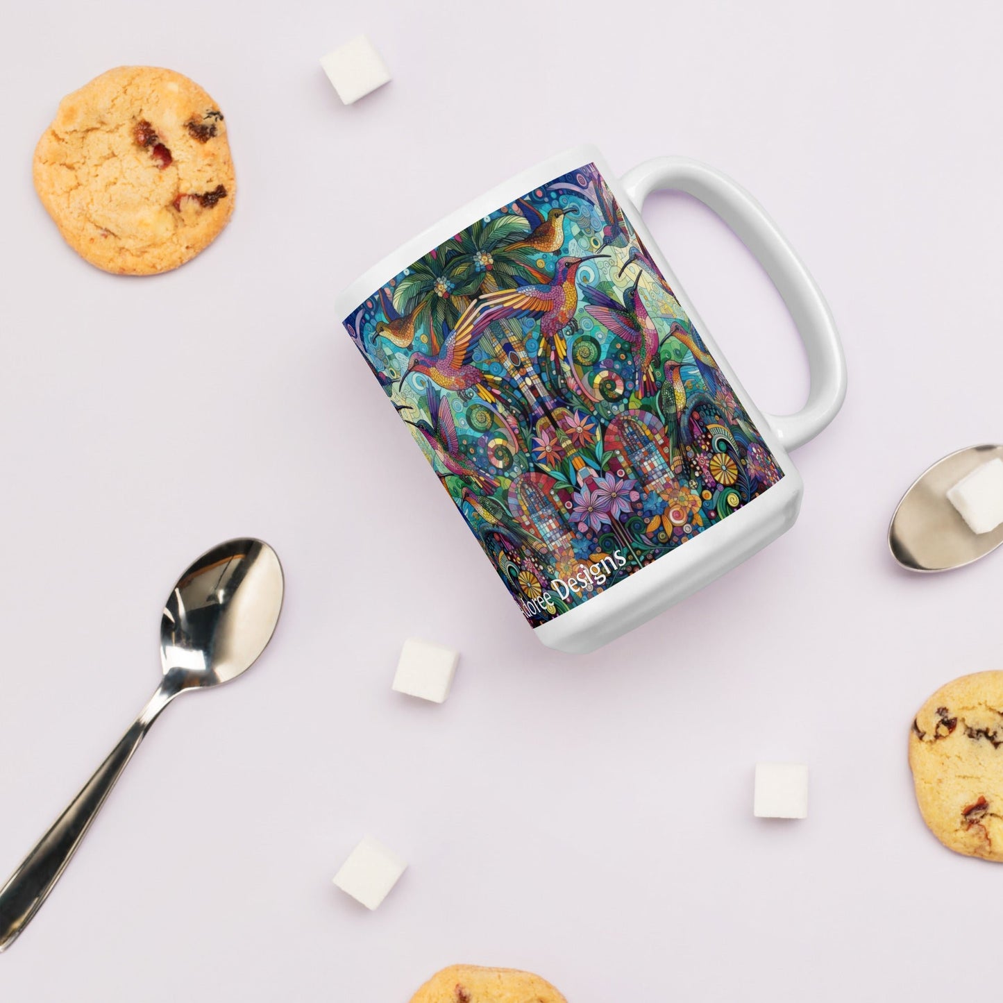 Hummingbird Kaleidoscope White glossy mug by Gregg Acini Adoree Designs - Gregg Acini Adoree Designs - Mug