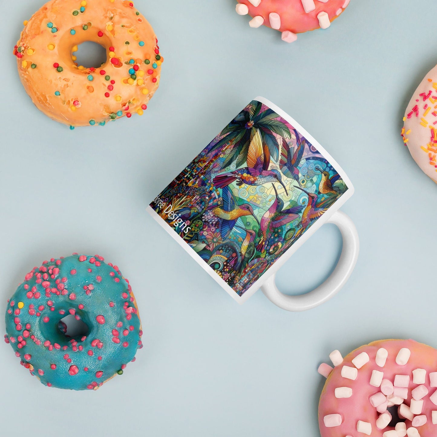 Hummingbird Kaleidoscope White glossy mug by Gregg Acini Adoree Designs - Gregg Acini Adoree Designs - Mug