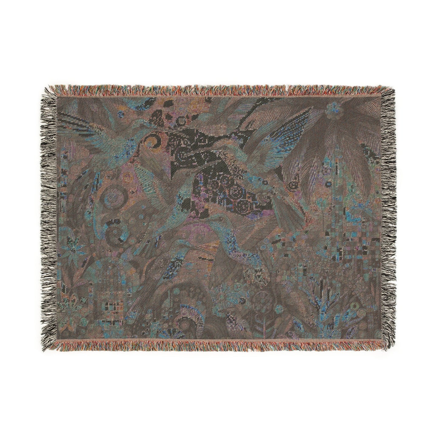 Hummingbird Kaleidoscope Woven Blanket - Cozy Home Décor for Nature Lovers - Gregg Acini Adoree Designs - Blanket