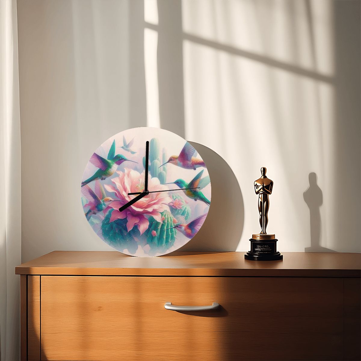 Hummingbirds and Cactus MDF Wall Clock (Made in USA) - Gregg Acini Adoree Designs - Wall Clock