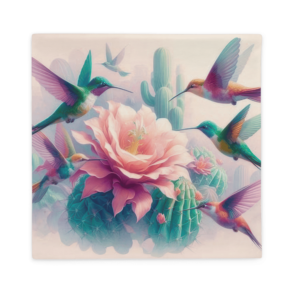 Hummingbirds and Cactus Pillow Case by Gregg Acini Adoree Designs - Gregg Acini Adoree Designs - Pillowcase