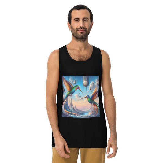 Hummingbirds and Clocks Men’s premium tank top - Gregg Acini Adoree Designs - Tank Top