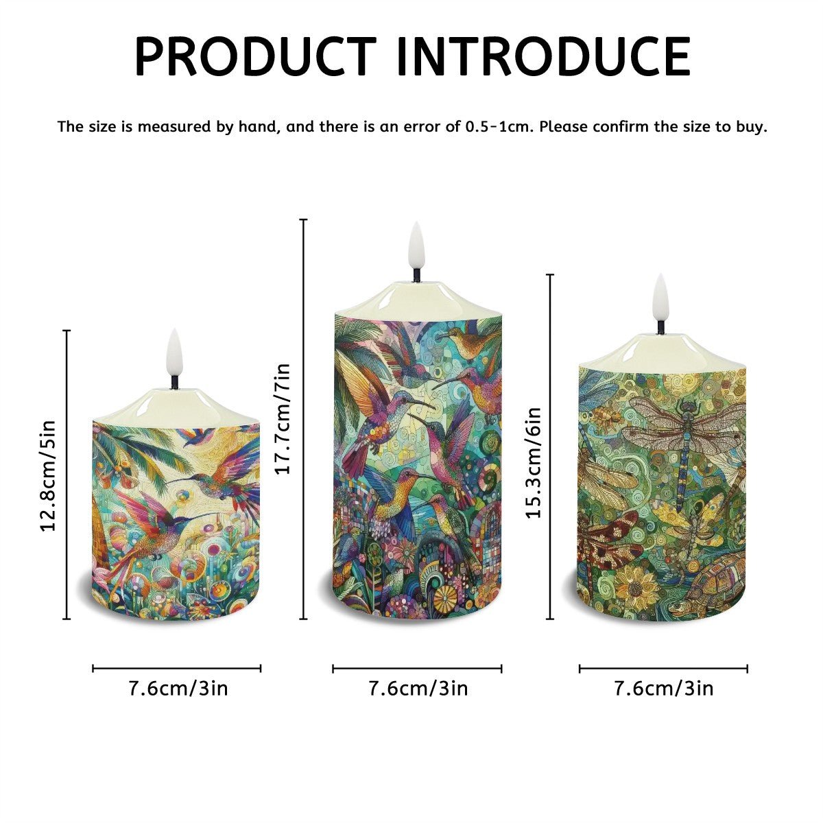 Hummingbirds and Dragonflies Flameless Candles Lamp Set of 3 - Gregg Acini Adoree Designs - Holiday Decor