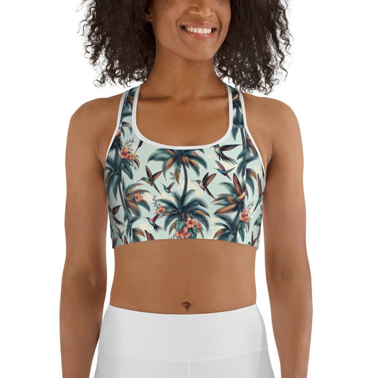 Hummingbirds and Palms Sports bra - Gregg Acini Adoree Designs - Sports Bra