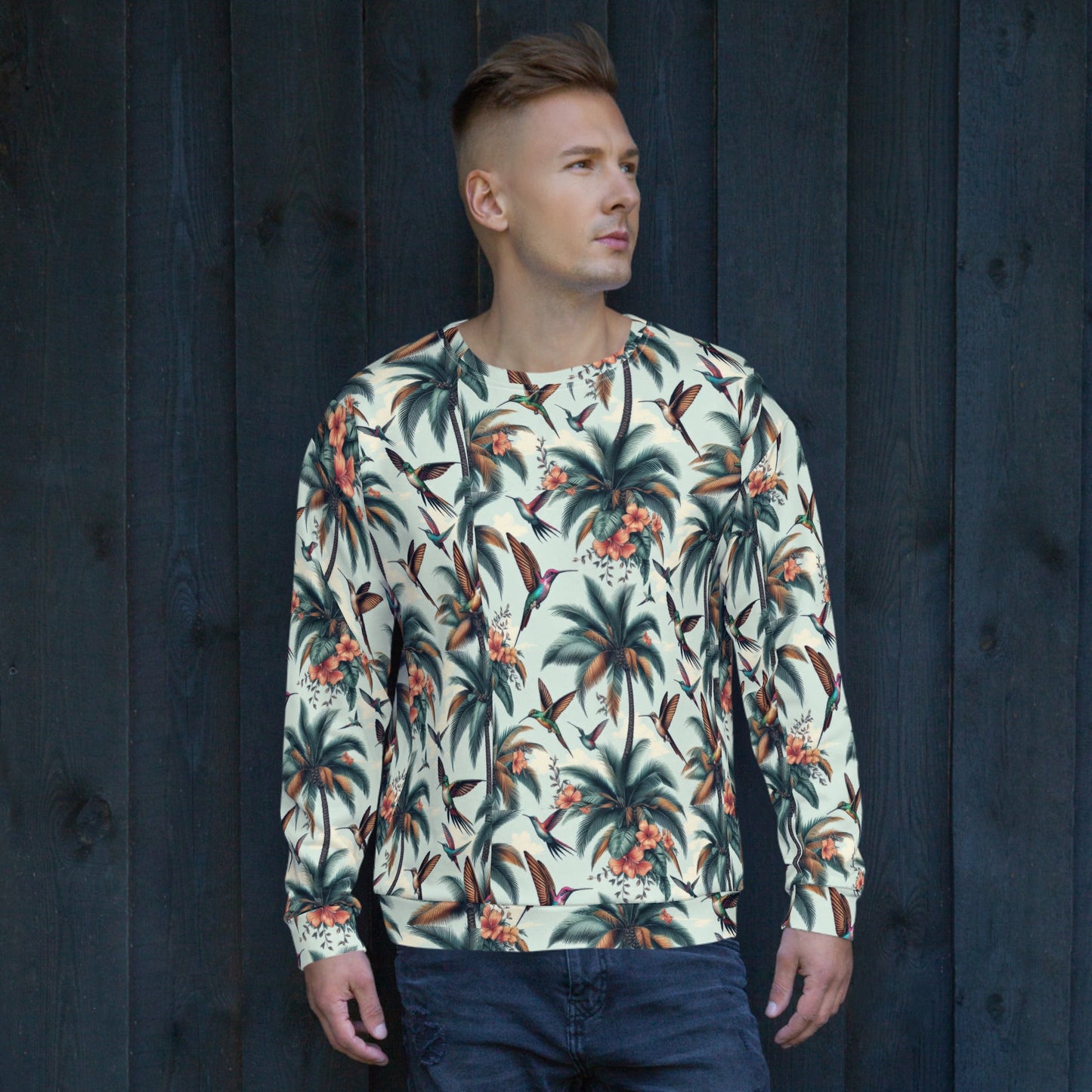 Hummingbirds and Palms Unisex Sweatshirt by Gregg Acini Adoree Designs - Gregg Acini Adoree Designs - Sweatshirt