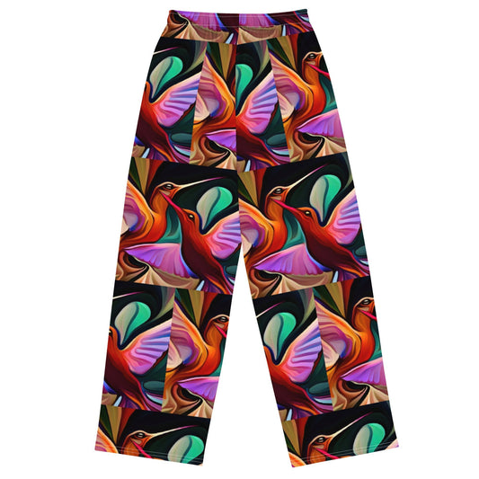 Hummingbirds Okee All - over print unisex wide - leg pants - Gregg Acini Adoree Designs - Leggings