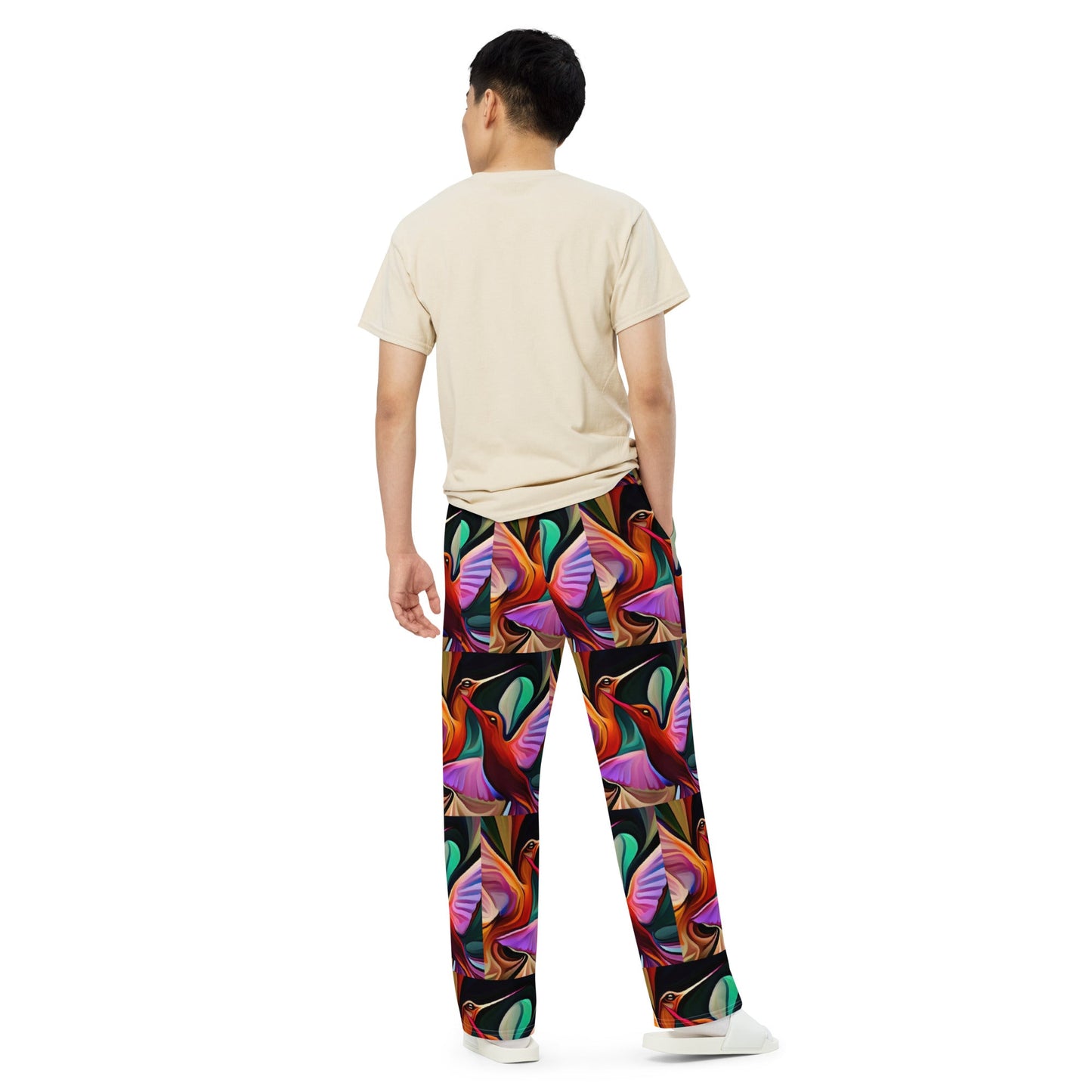 Hummingbirds Okee All - over print unisex wide - leg pants - Gregg Acini Adoree Designs - Leggings