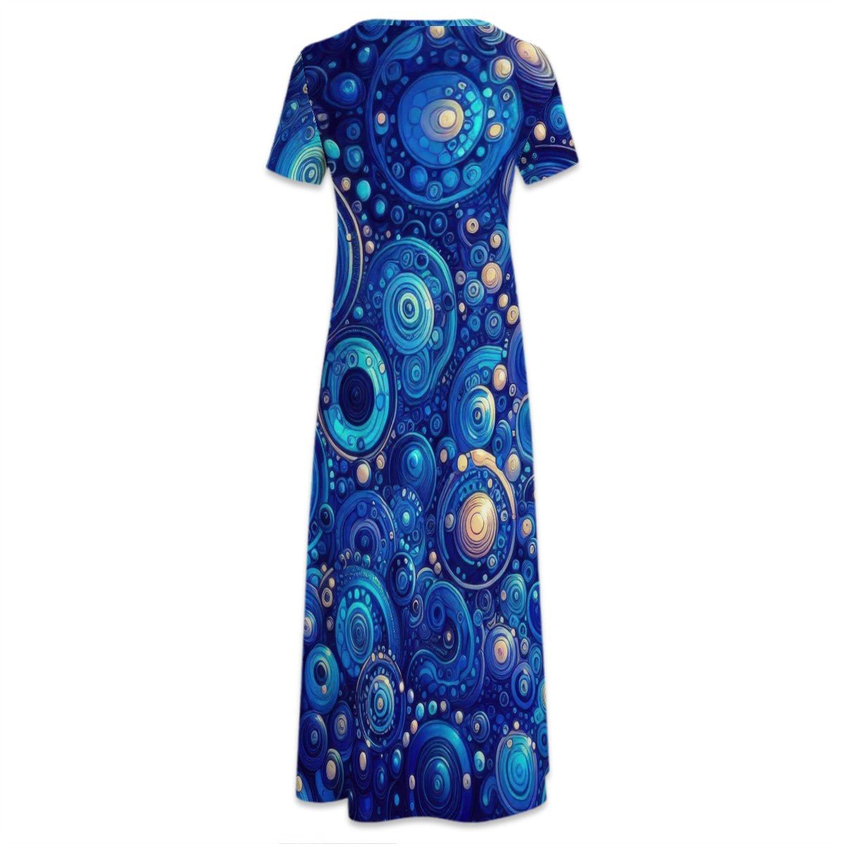 KL - DkBlue2 Crew Neck Short Sleeve Maxi Dress - Gregg Acini Adoree Designs - Dress