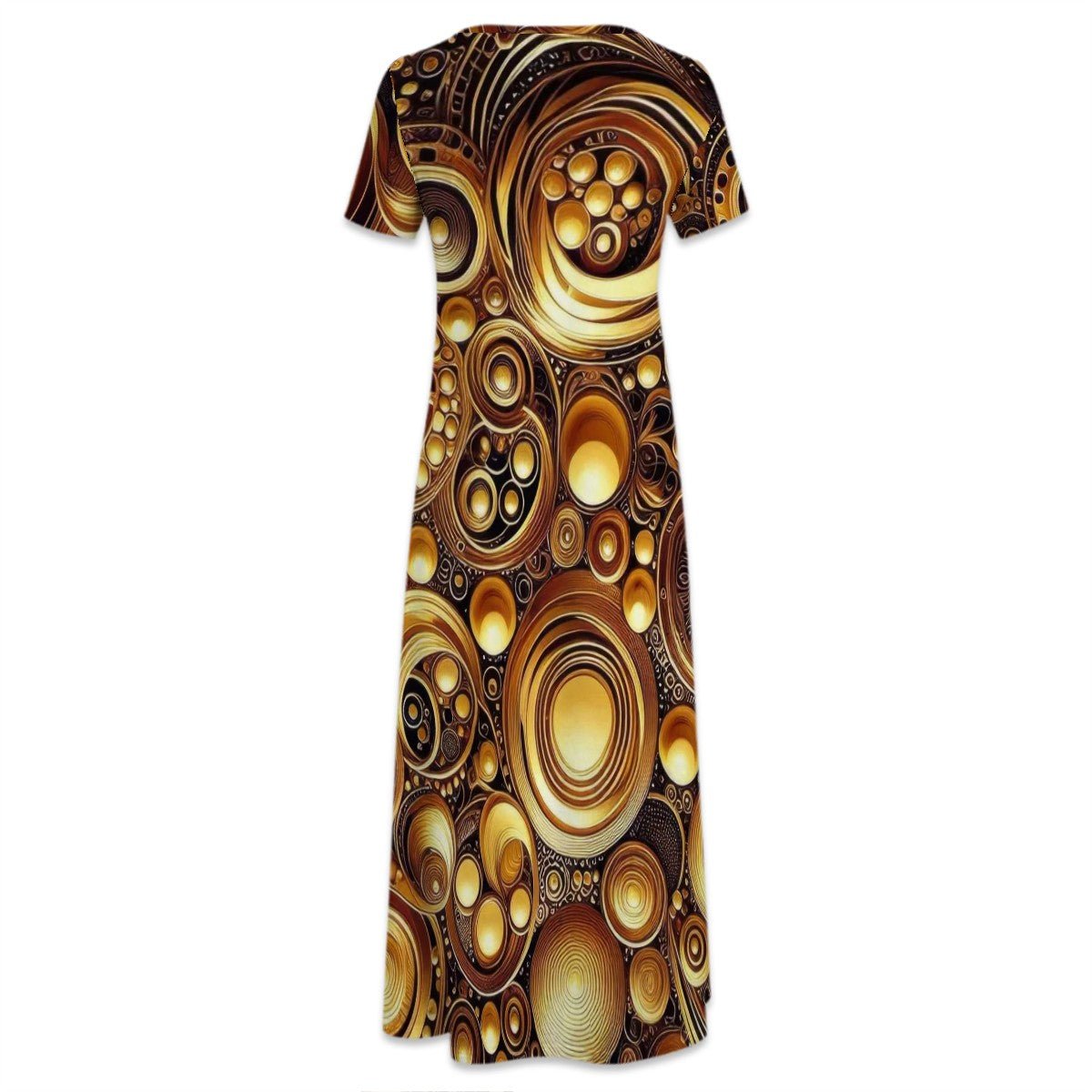 KL - Gold1 Crew Neck Short Sleeve Maxi Dress - Gregg Acini Adoree Designs - Dress