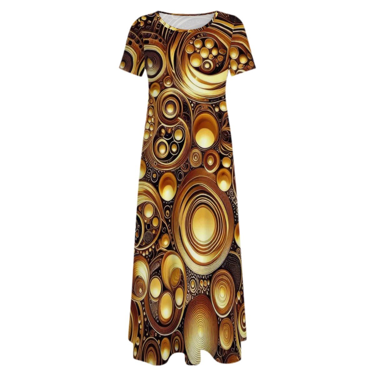 KL - Gold1 Crew Neck Short Sleeve Maxi Dress - Gregg Acini Adoree Designs - Dress