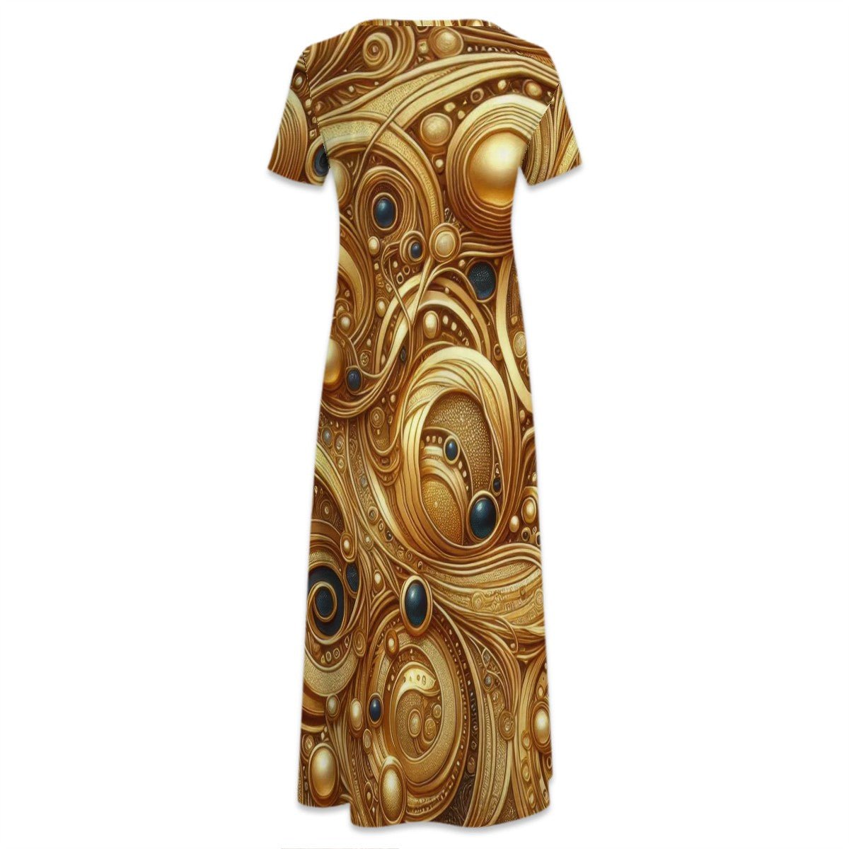 KL - Gold2 Crew Neck Short Sleeve Maxi Dress - Gregg Acini Adoree Designs - Dress