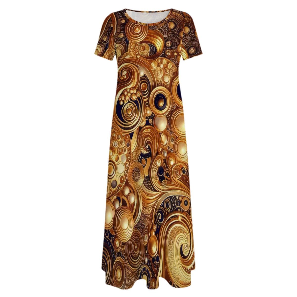 KL - Gold4 Crew Neck Short Sleeve Maxi Dress - Gregg Acini Adoree Designs - Dress