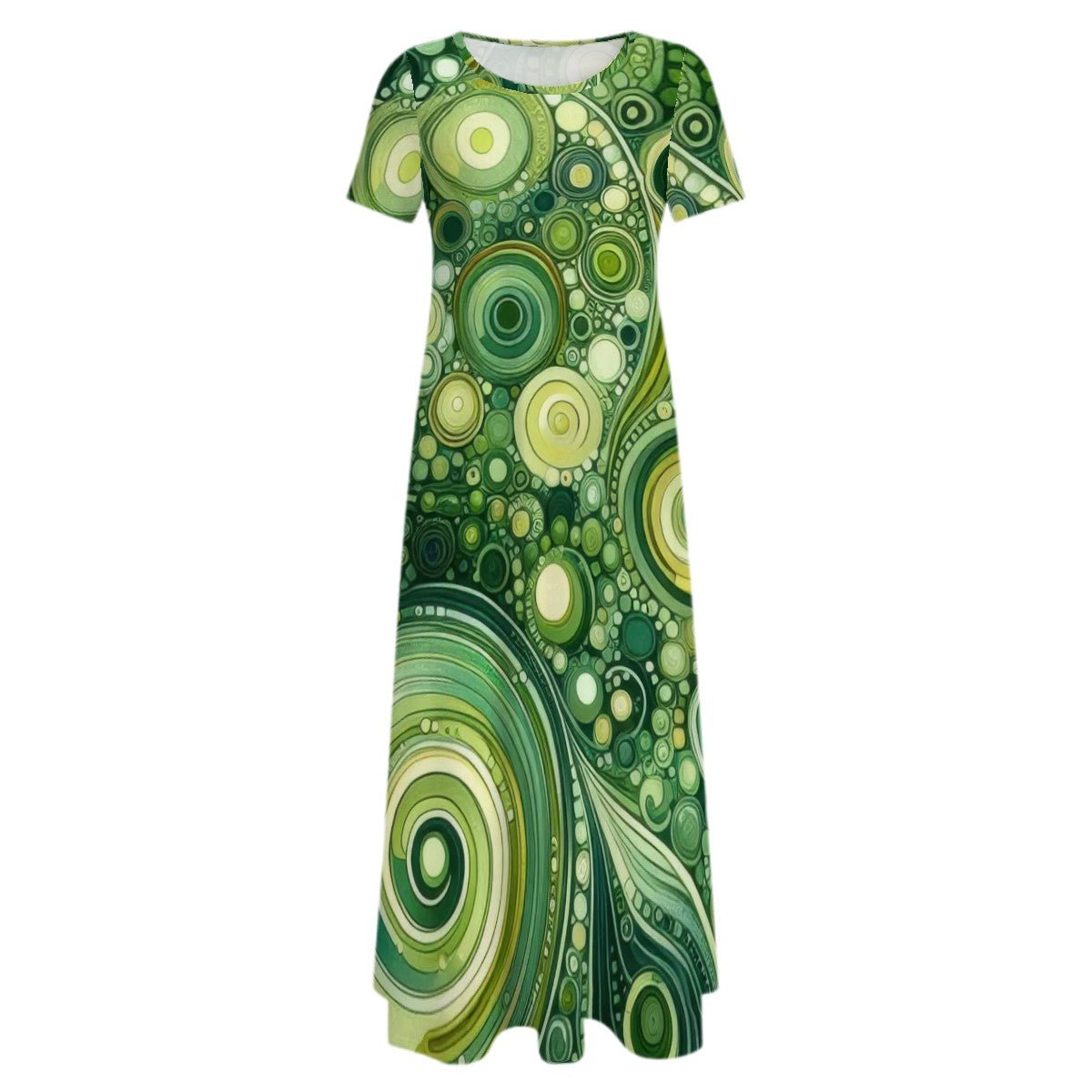 KL - Lime1 Crew Neck Short Sleeve Maxi Dress - Gregg Acini Adoree Designs - Dress