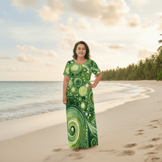 KL - Lime1 Crew Neck Short Sleeve Maxi Dress - Gregg Acini Adoree Designs - Dress