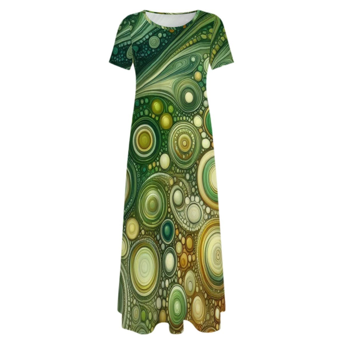 KL - Lime2 Crew Neck Short Sleeve Maxi Dress - Gregg Acini Adoree Designs - Dress