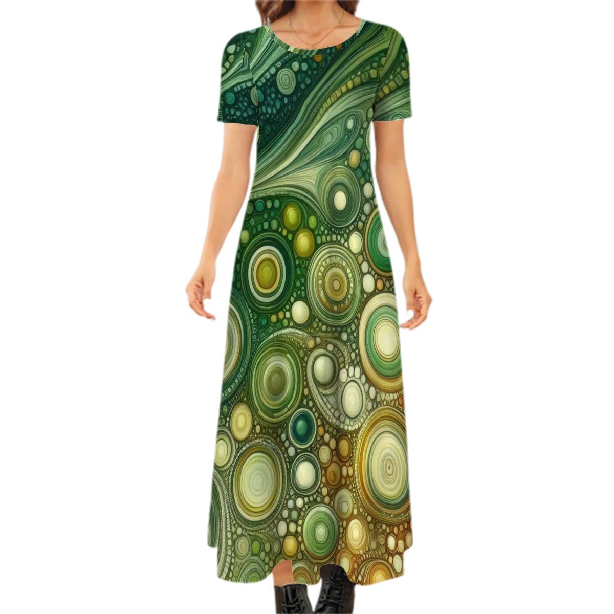 KL - Lime2 Crew Neck Short Sleeve Maxi Dress - Gregg Acini Adoree Designs - Dress