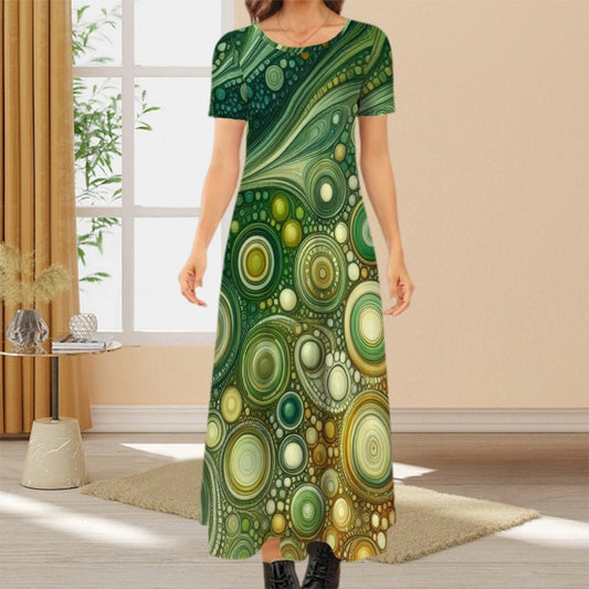 KL - Lime2 Crew Neck Short Sleeve Maxi Dress - Gregg Acini Adoree Designs - Dress