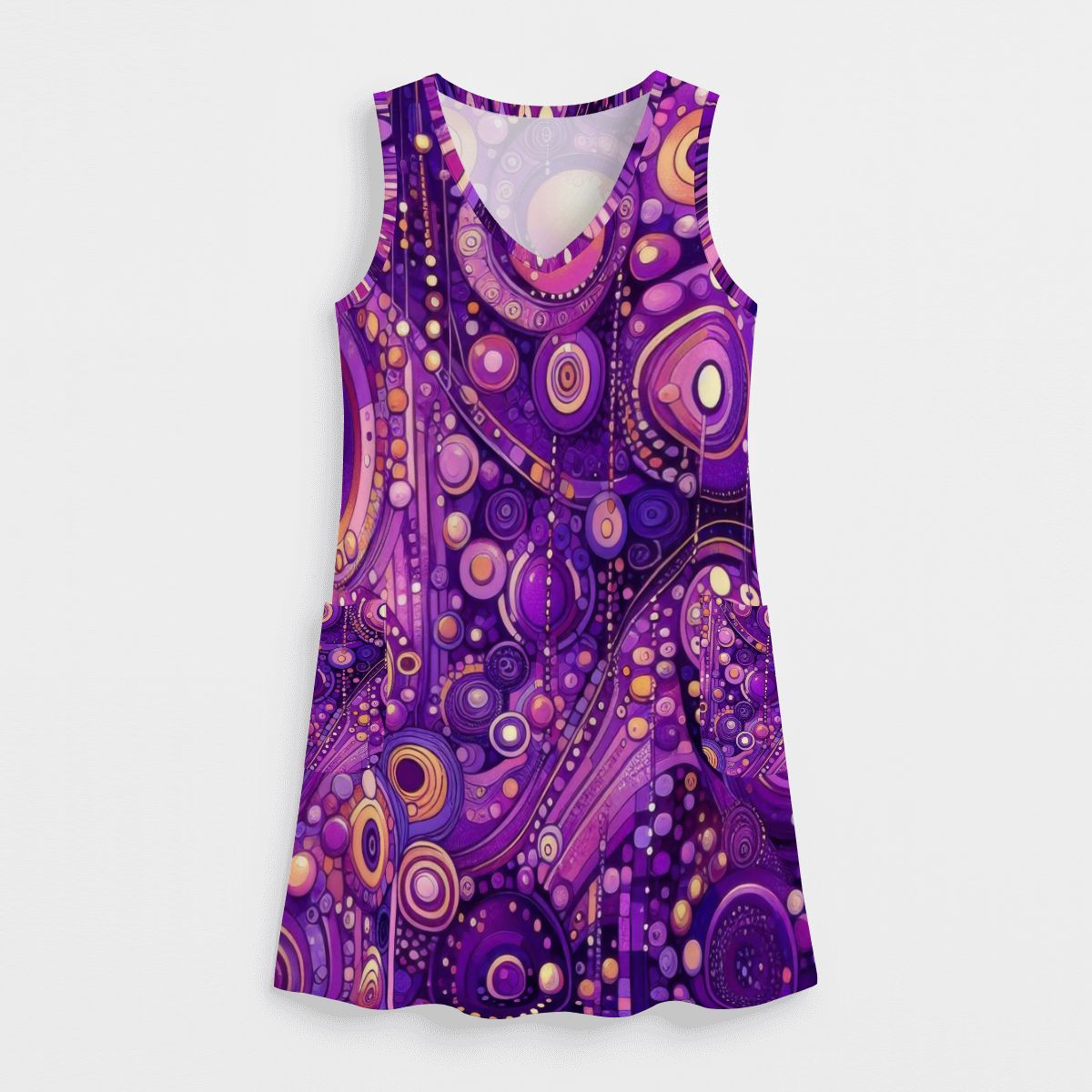 KL - Purple1 Women's Sleeveless Dress with Pockets - Gregg Acini Adoree Designs - Dress