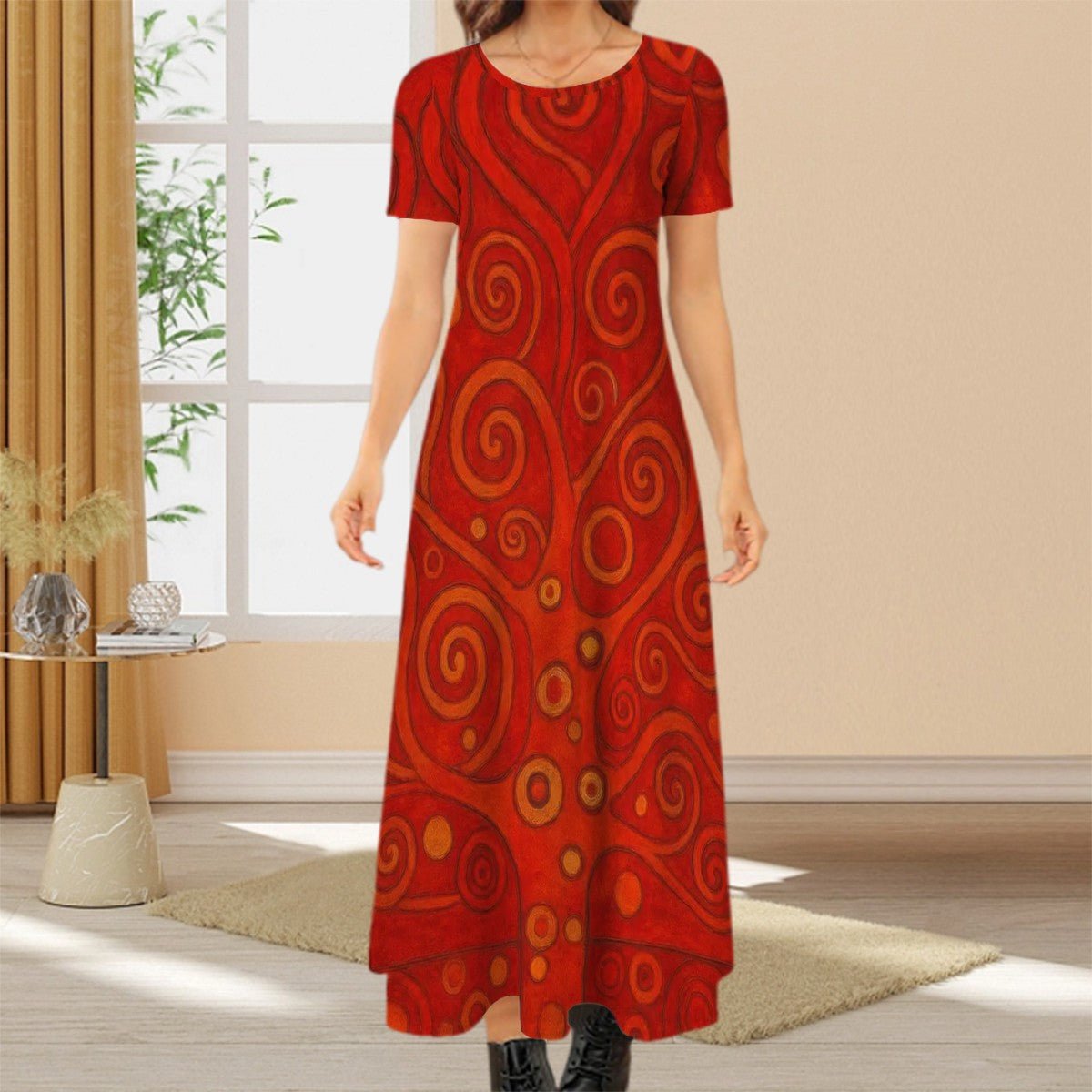 KL - Scarlet1 Crew Neck Short Sleeve Maxi Dress - Gregg Acini Adoree Designs - Dress
