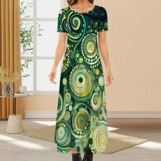 KL - Spring1 Crew Neck Short Sleeve Maxi Dress - Gregg Acini Adoree Designs - Dress