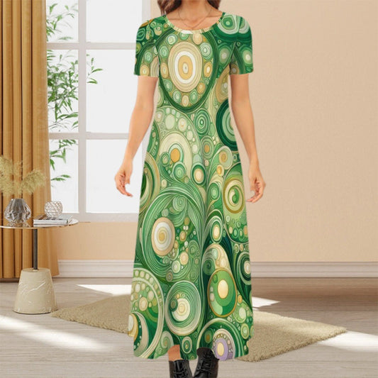 KL - Spring2 Crew Neck Short Sleeve Maxi Dress - Gregg Acini Adoree Designs - Dress