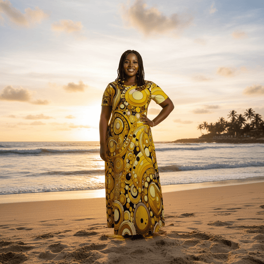 KL - Yellow1 Crew Neck Short Sleeve Maxi Dress - Gregg Acini Adoree Designs - Dress