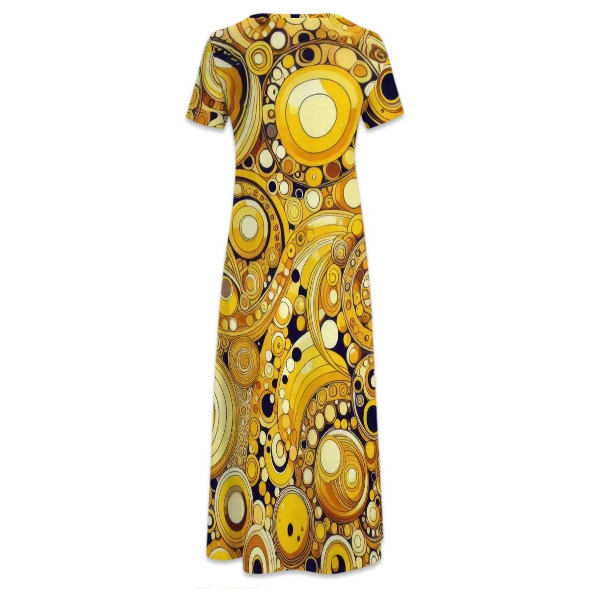 KL - Yellow1 Crew Neck Short Sleeve Maxi Dress - Gregg Acini Adoree Designs - Dress