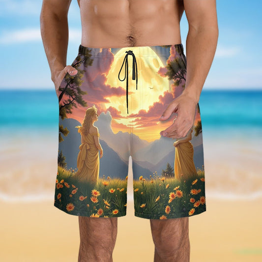 Ladies of the Moon Men's Beach Shorts - Gregg Acini Adoree Designs - Swimsuit