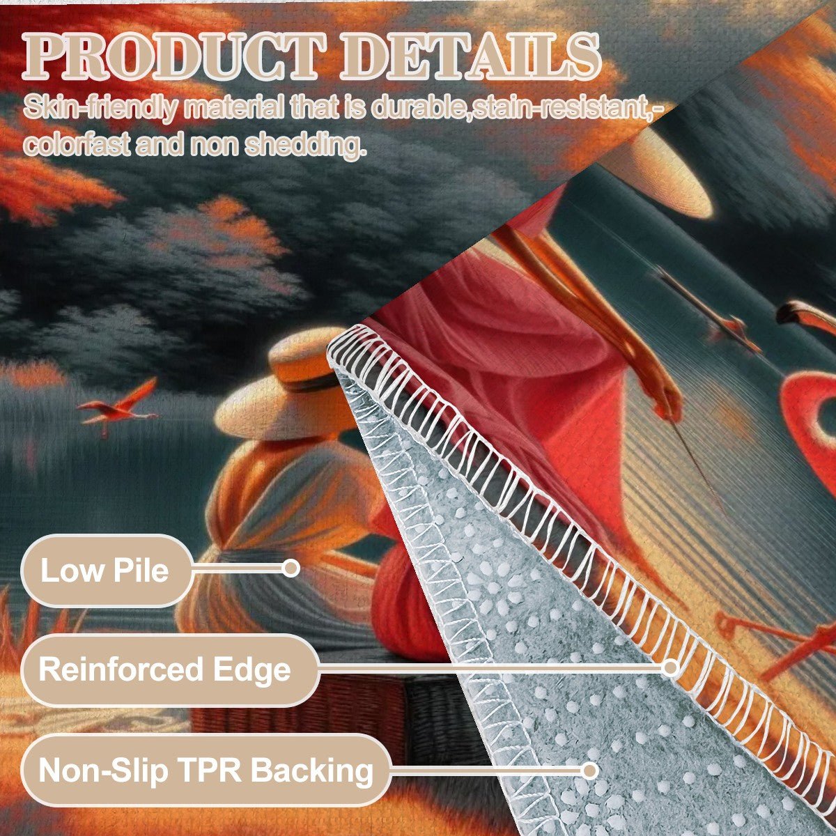 Ladies with a Flamingo Area Rug without Tassels (3:5) - Gregg Acini Adoree Designs - Rugs & Mats