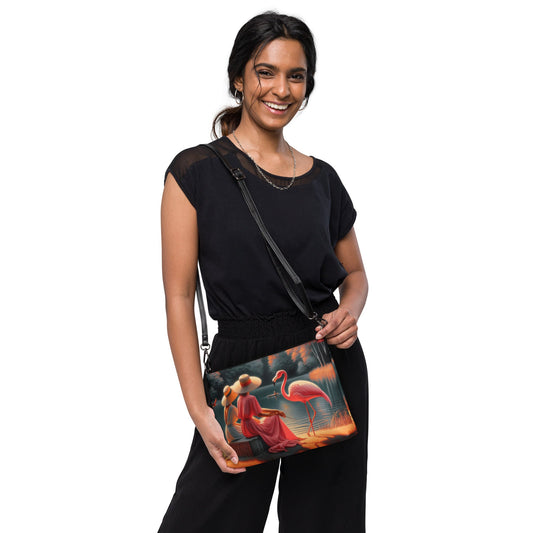 Ladies with a Flamingo Crossbody bag - Gregg Acini Adoree Designs - Handbag