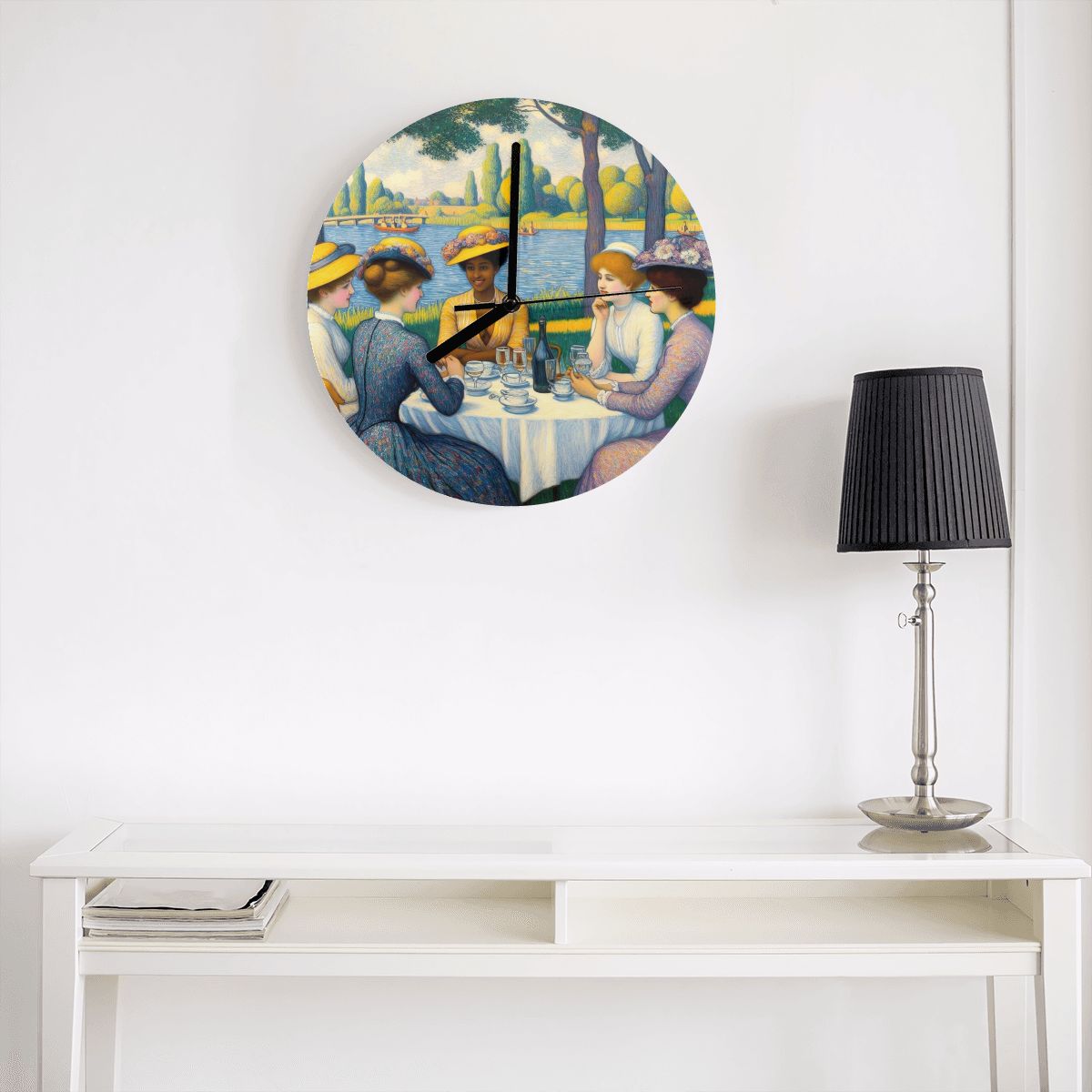 Ladies with the Yellow Hats MDF Wall Clock (Made in USA) - Gregg Acini Adoree Designs - Wall Clock