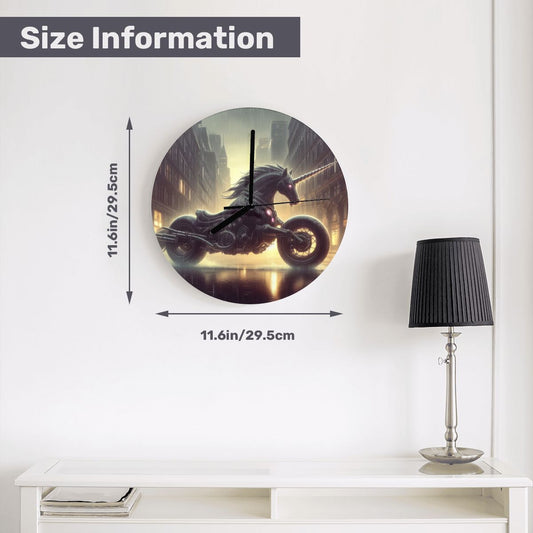 Motorcycle Unicorn MDF Wall Clock (Made in USA) - Gregg Acini Adoree Designs - Wall Clock