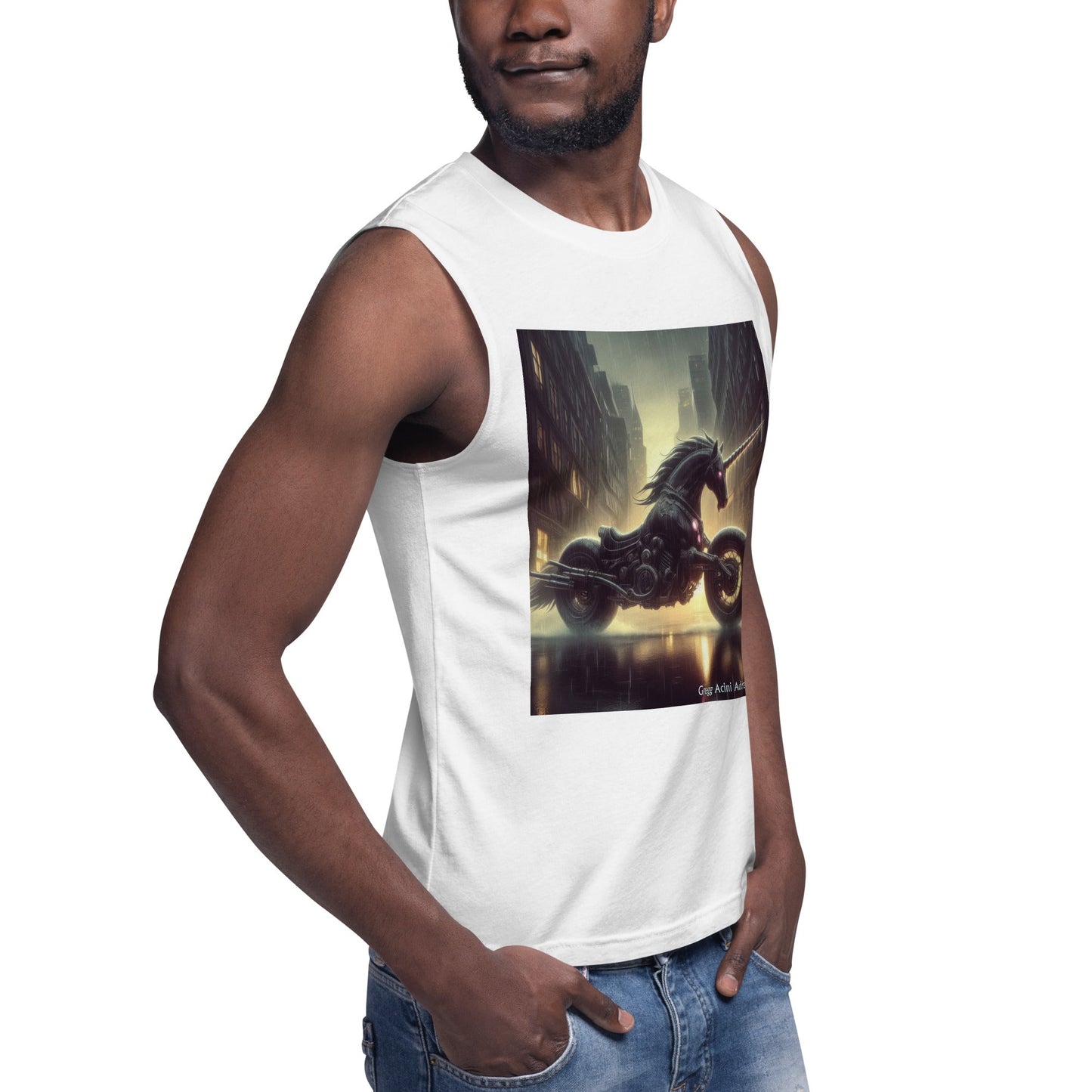 Motorcycle Unicorn Muscle Shirt by Gregg Acini Adoree Designs - Gregg Acini Adoree Designs - Muscle Shirt