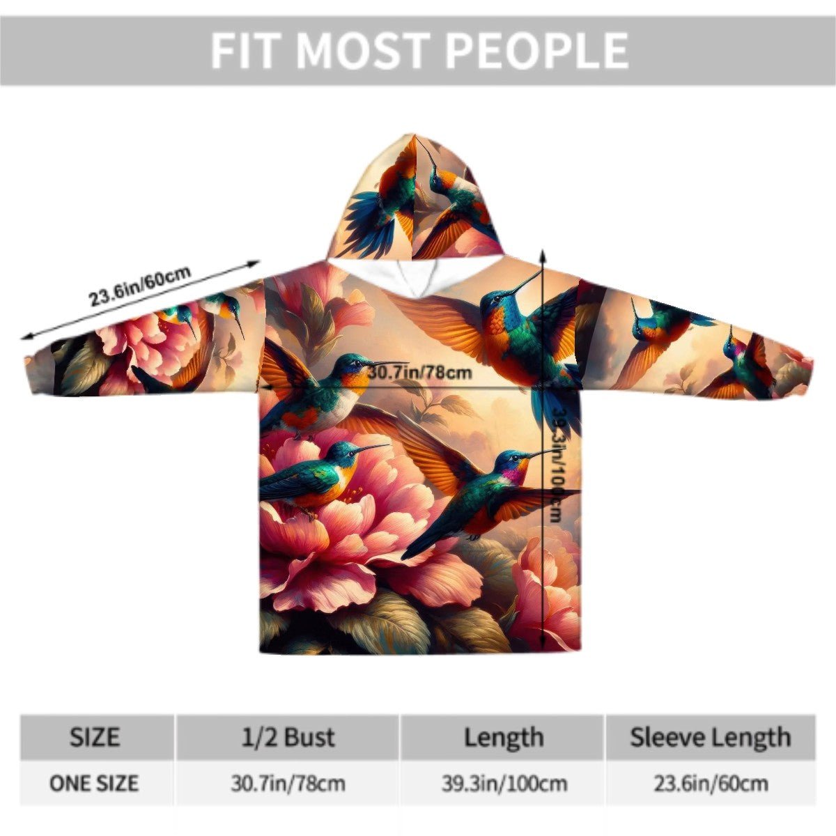 Multicolor Hummingbirds Adult Blanket Hoodie - Gregg Acini Adoree Designs - Hooded Blanket