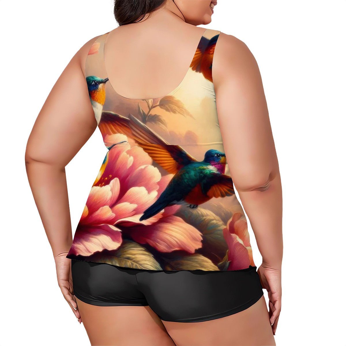 Multicolor Hummingbirds Plus Size Two Piece Swimsuit for Women - Gregg Acini Adoree Designs - Women's Swimwear