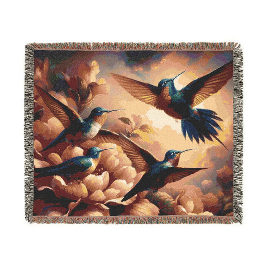 Multicolor Hummingbirds Woven Blanket - Cozy Home Décor for Nature Lovers - Gregg Acini Adoree Designs - Blanket