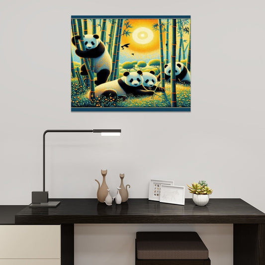 Panda Family Frameless Paint by Numbers Kit for Adults (Horizontal) - Gregg Acini Adoree Designs - Paint by Numbers