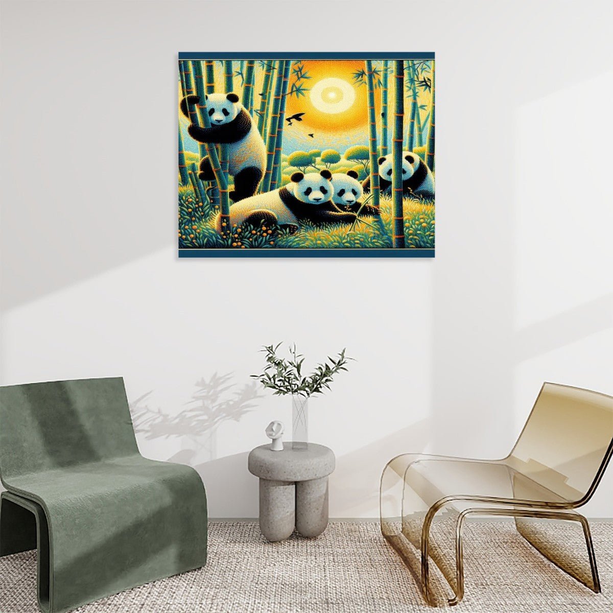 Panda Family Frameless Paint by Numbers Kit for Adults (Horizontal) - Gregg Acini Adoree Designs - Paint by Numbers
