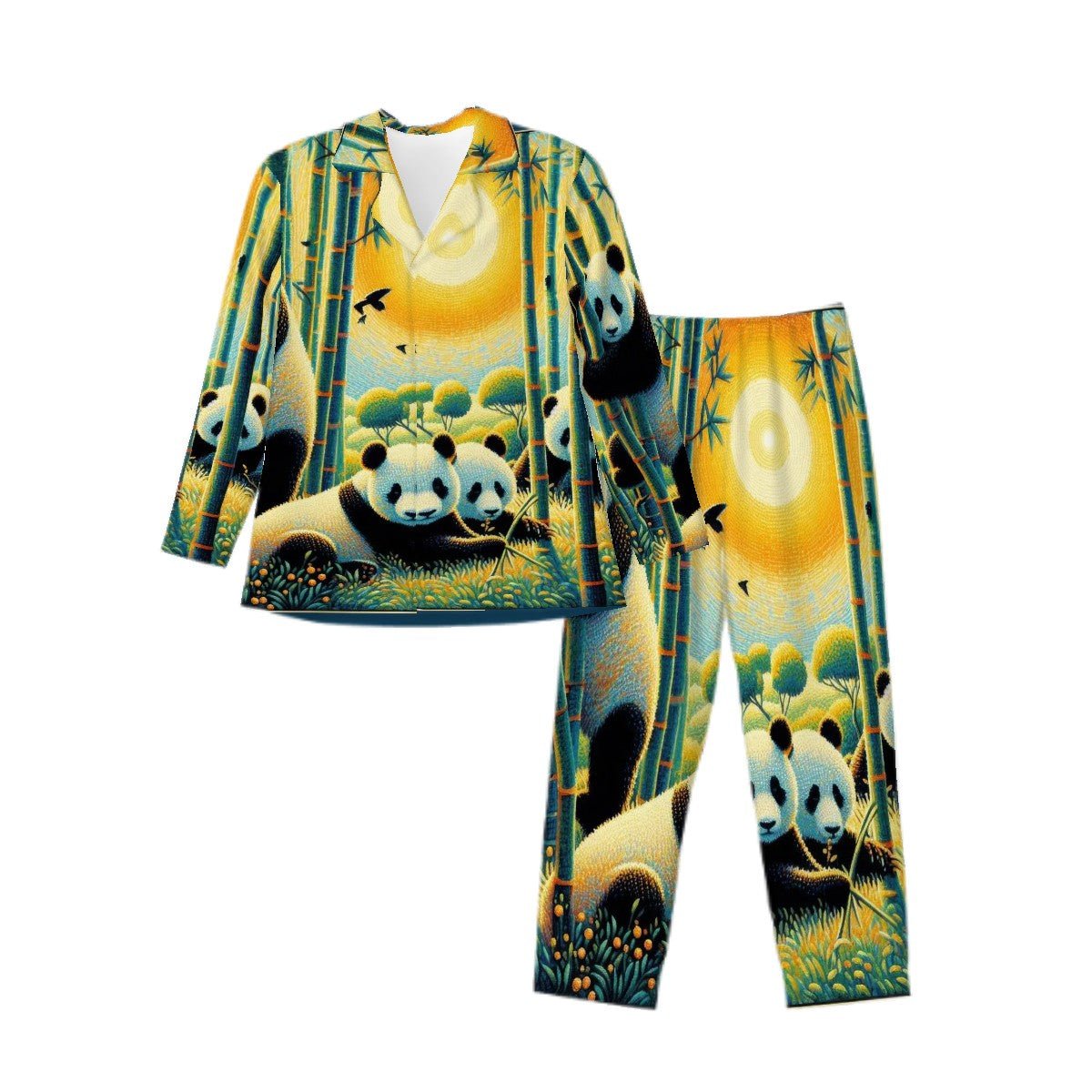 Panda Family Long Sleeved Pajamas for Men Set - Gregg Acini Adoree Designs - Men's Pajamas