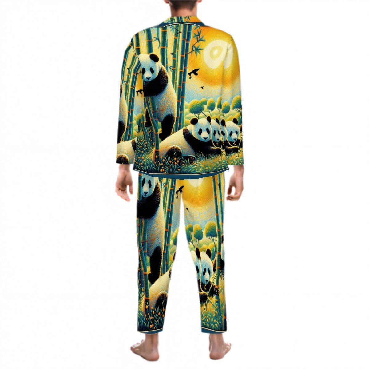 Panda Family Long Sleeved Pajamas for Men Set - Gregg Acini Adoree Designs - Men's Pajamas