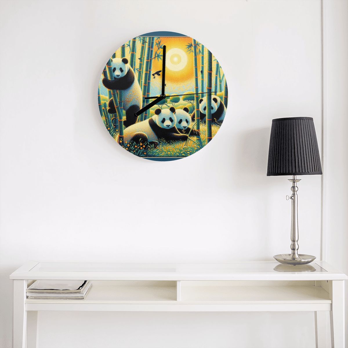 Panda Family MDF Wall Clock (Made in USA) - Gregg Acini Adoree Designs - Wall Clock