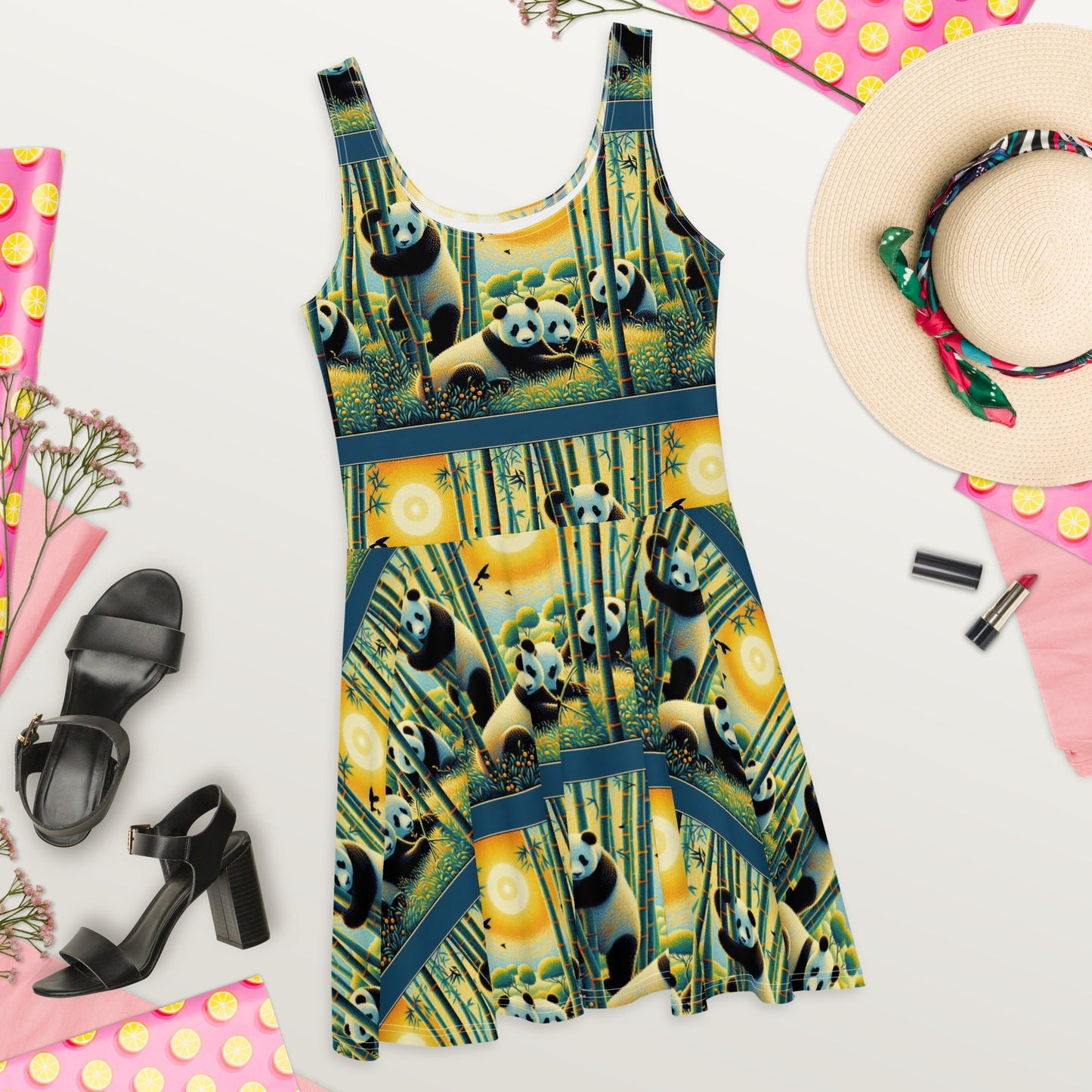 Panda Family Skater Dress - Gregg Acini Adoree Designs - Dress
