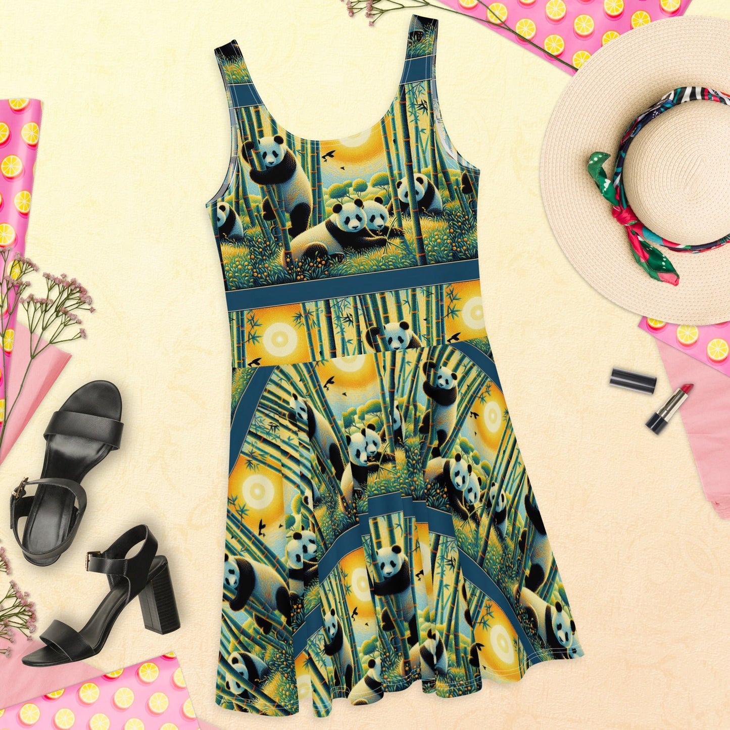 Panda Family Skater Dress - Gregg Acini Adoree Designs - Dress