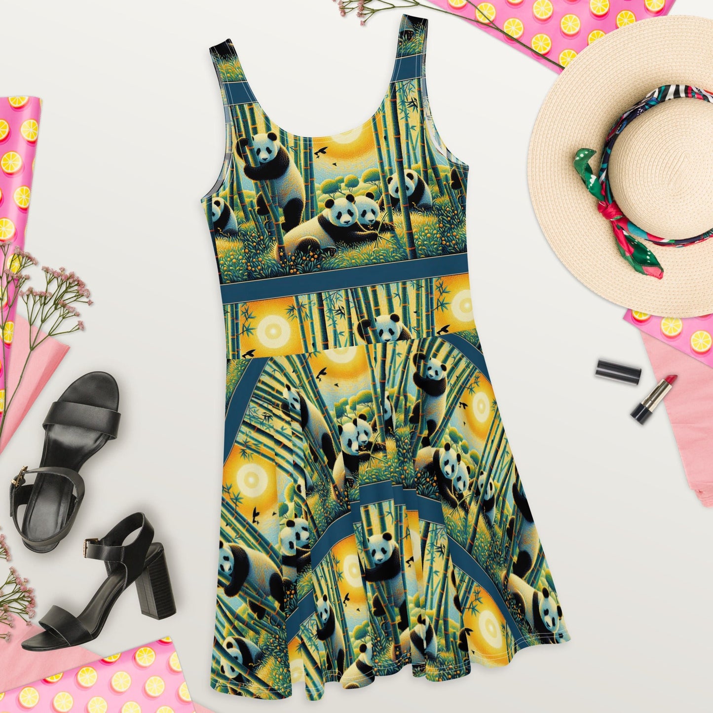 Panda Family Skater Dress - Gregg Acini Adoree Designs - Dress