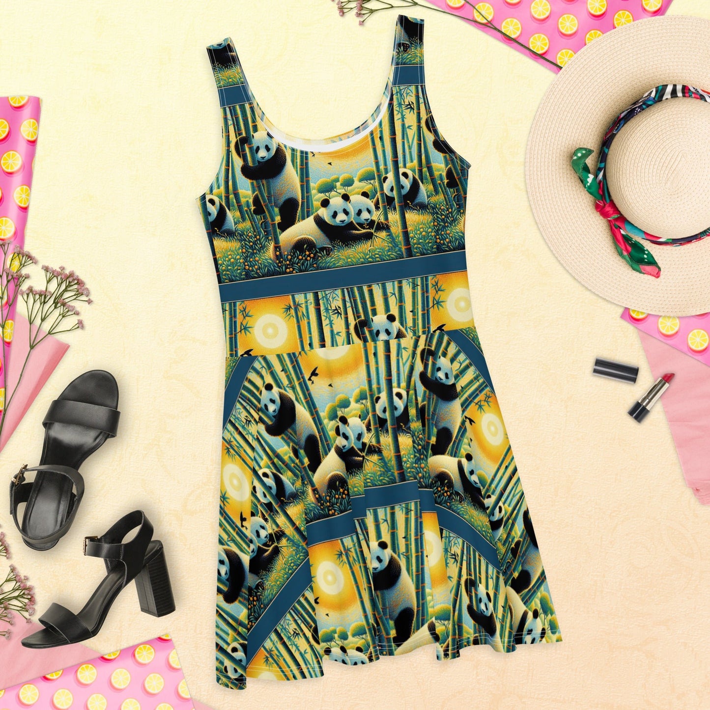 Panda Family Skater Dress - Gregg Acini Adoree Designs - Dress