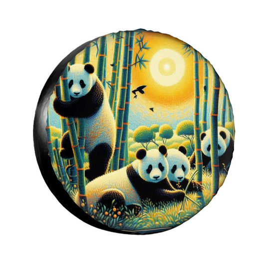 Panda Family Thickened Spare Tire Cover - Gregg Acini Adoree Designs - Spare Tire Cover