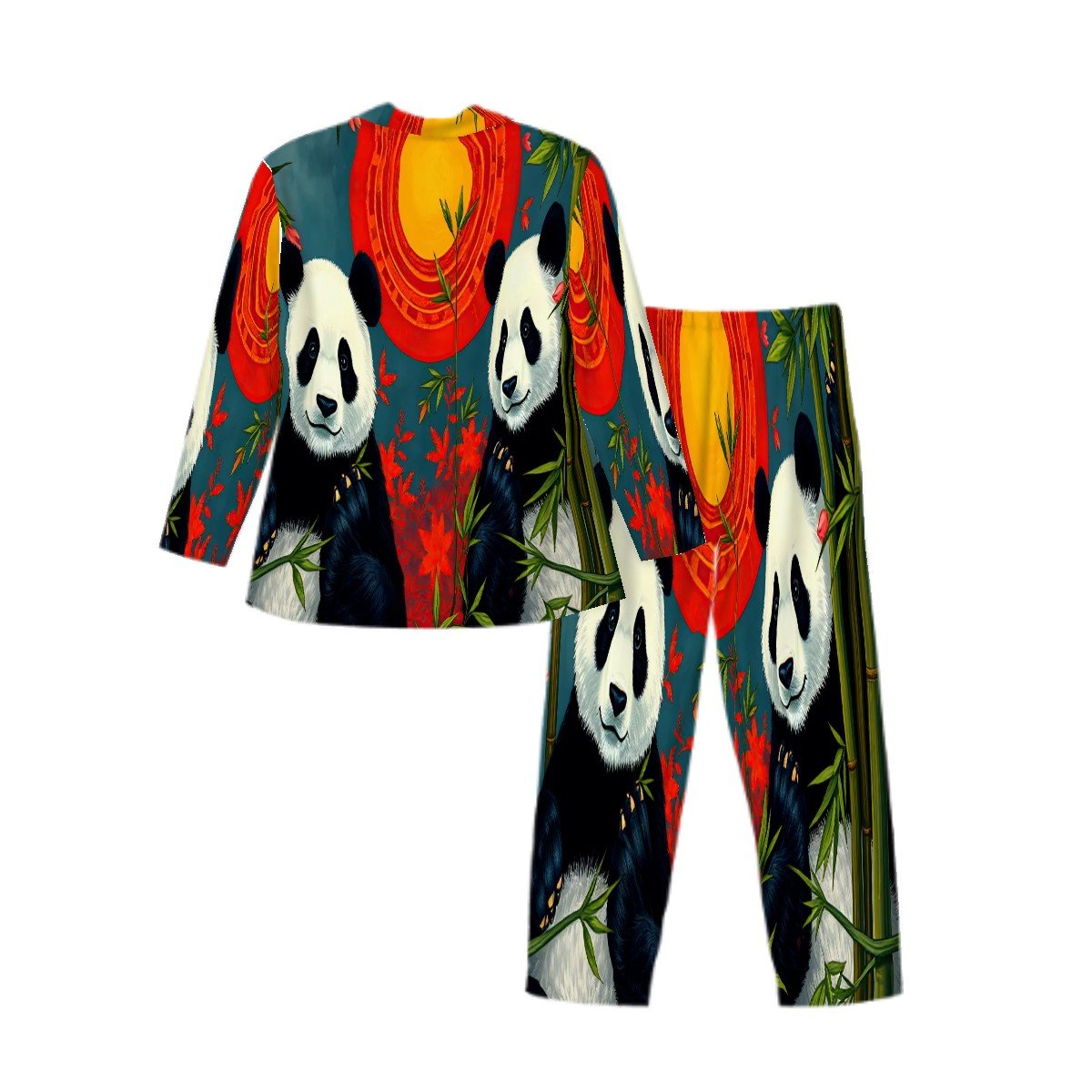 Panda Sunset Long Sleeved Pajamas for Men Set - Gregg Acini Adoree Designs - Men's Pajamas